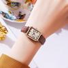 Gedi Retro Small Square Dial Ladies Waterproof Leather Strap Quartz Watch