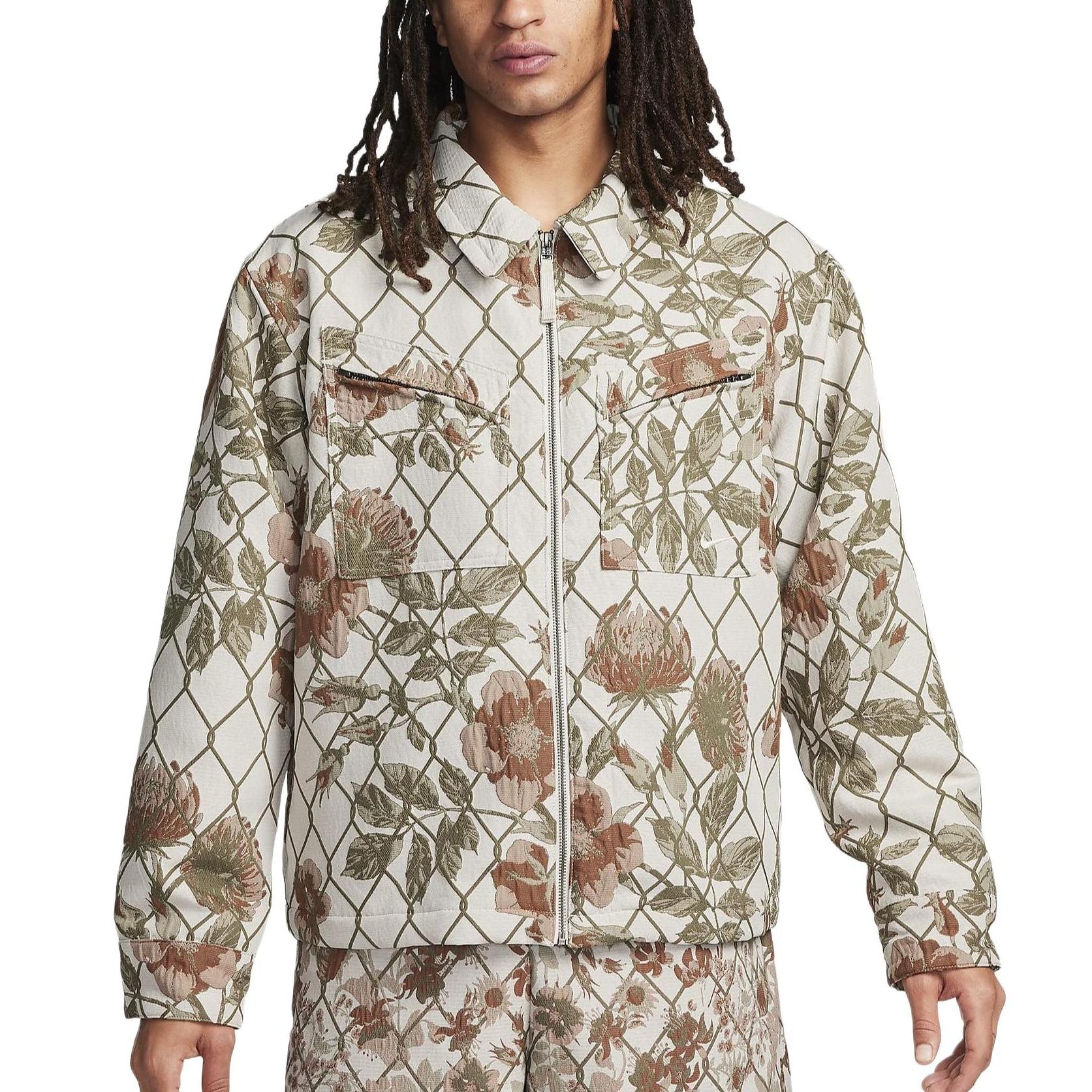 

Мужская повседневная куртка с длинным рукавом и молнией на воротнике с принтом по всей поверхности Nike, внутренняя версия, светло-коричневая, FN2673-104 XL