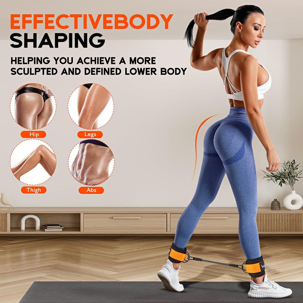 6 Pieces Ankle Bands Leg Workout - Adjustable And Breathable Ankle Bands For Muscle Building, Power Bursts And Leg Sculpting