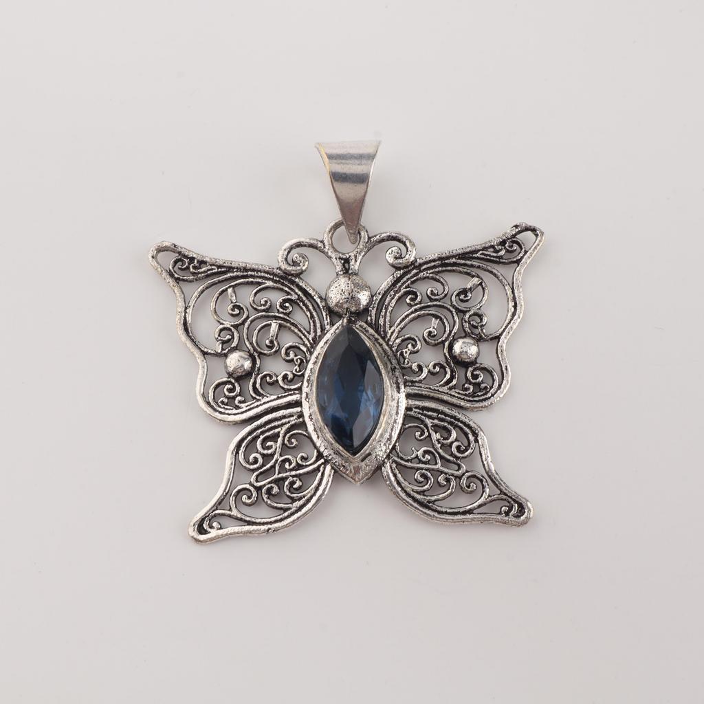 London Blue Topaz Gemstone 925 Sterling Silver Stylish Pendant 1.5" Handmade Jewelry For Women CP-41-10