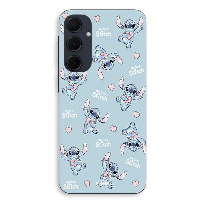 Coque de téléphone - MANIACASE - Samsung galaxy A55 - Silicone - Souple - Stitch love coeur rose