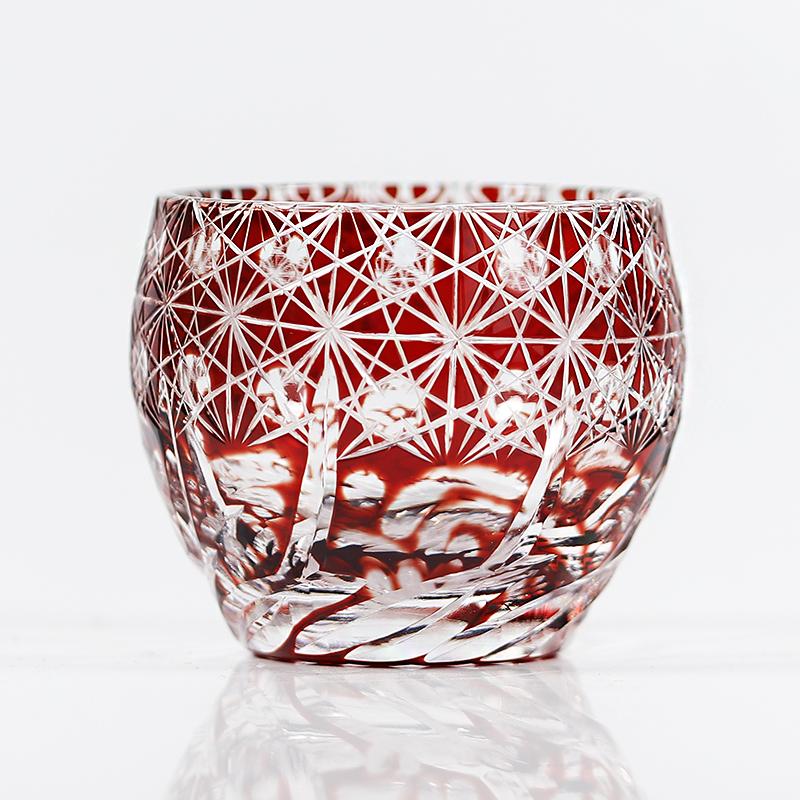 60Ml Japanese Edo Kiriko Hand Cut Glass Cup, Hand Carved Colored Crystal S Glass, Mini Sake Whiskey Tumbler For Home Bar Gift