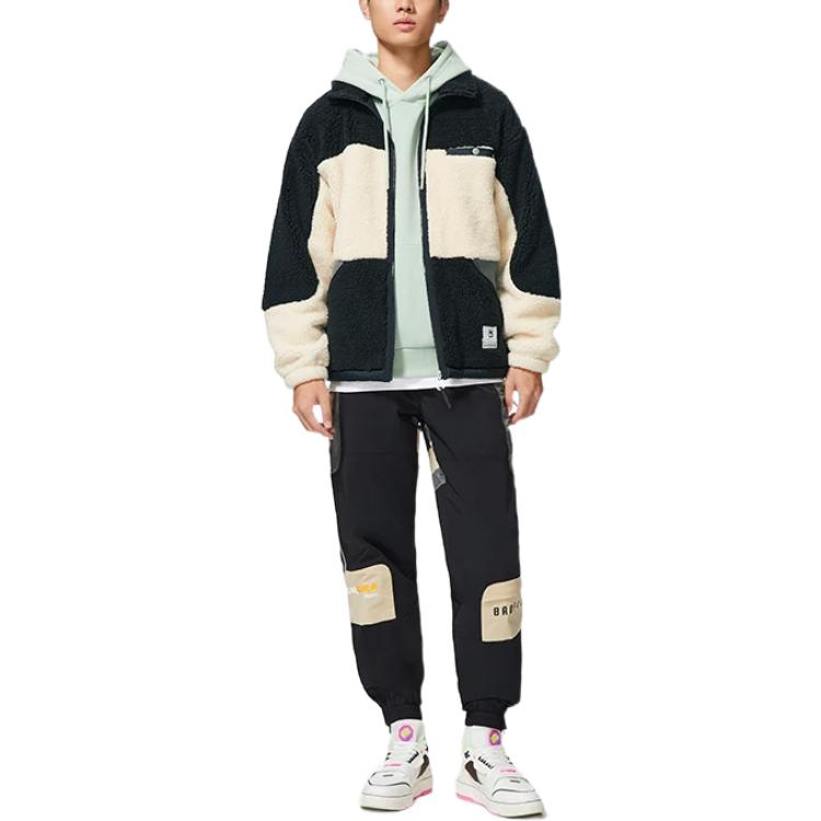 Li Ning Badfive Fleece Lined Sherpa Coat With Temperature Locking Quick Warm Thermal Sportswear Jacket Men's White AFDSA71-3