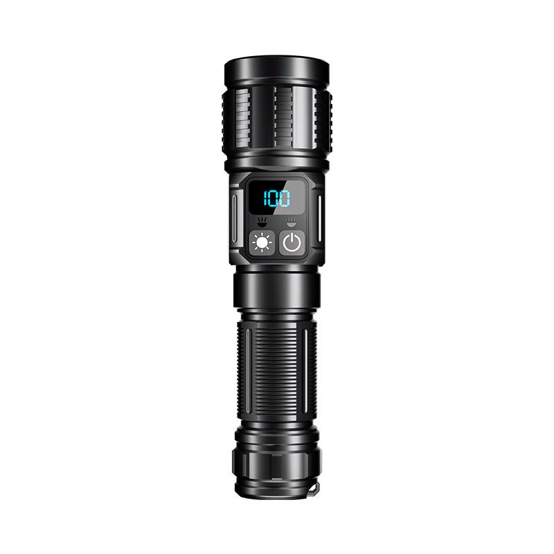 Multi-functional LED Flashlight: Magnetic, White Laser, Telescopic Zoom, Digital Display, Outdoor Handheld Work Light