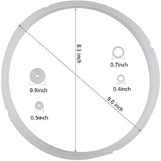 Power Pressure Cooker Sealing Ring Clear Color Multi-Cooker Rubber Gaskets for Many 5 Liter 6 Liter 5 Quart and 6 Quart Models, Set of 2