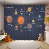Cartoon Space Astronaut Curtains 2 Piece Puzzle Creative Printing Curtains Children's Room Kitchen Study Decorative Curtains