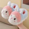 Children's cotton slippers winter velvet thickened warm soft sole non-slip home cartoon cute boy and girl baby parent-child shoes