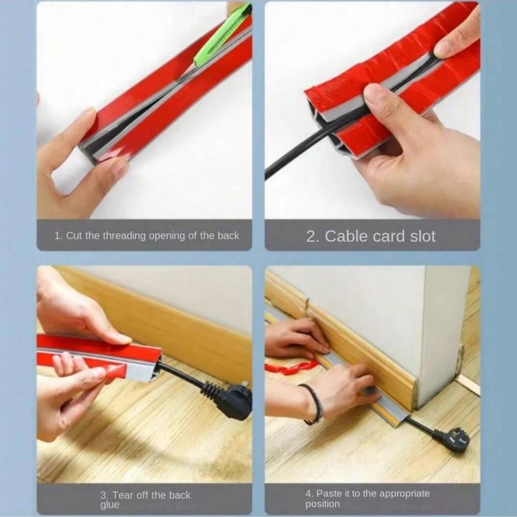 1PC 1/3M Floor Cord Cover Sheaths PVC Flexible Electrical Conduit Cable Protectors Self-adhesive Cable Hiders for Floors