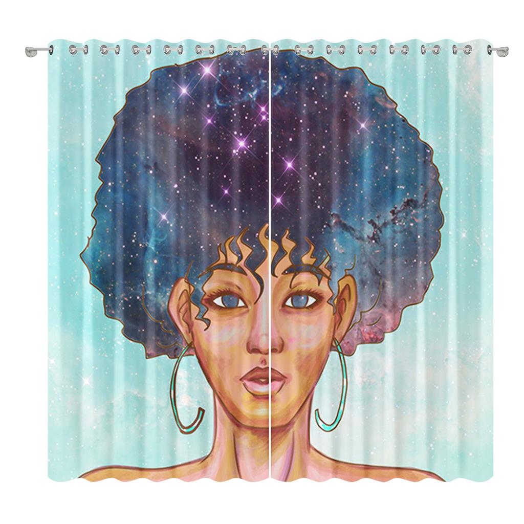 Afroamerykańska Kobieta Tkanina Zasłonowa Sypialnia Salon Balkon Zasłona Zaciemniająca Biuro Hotel Zasłona Izolacyjna