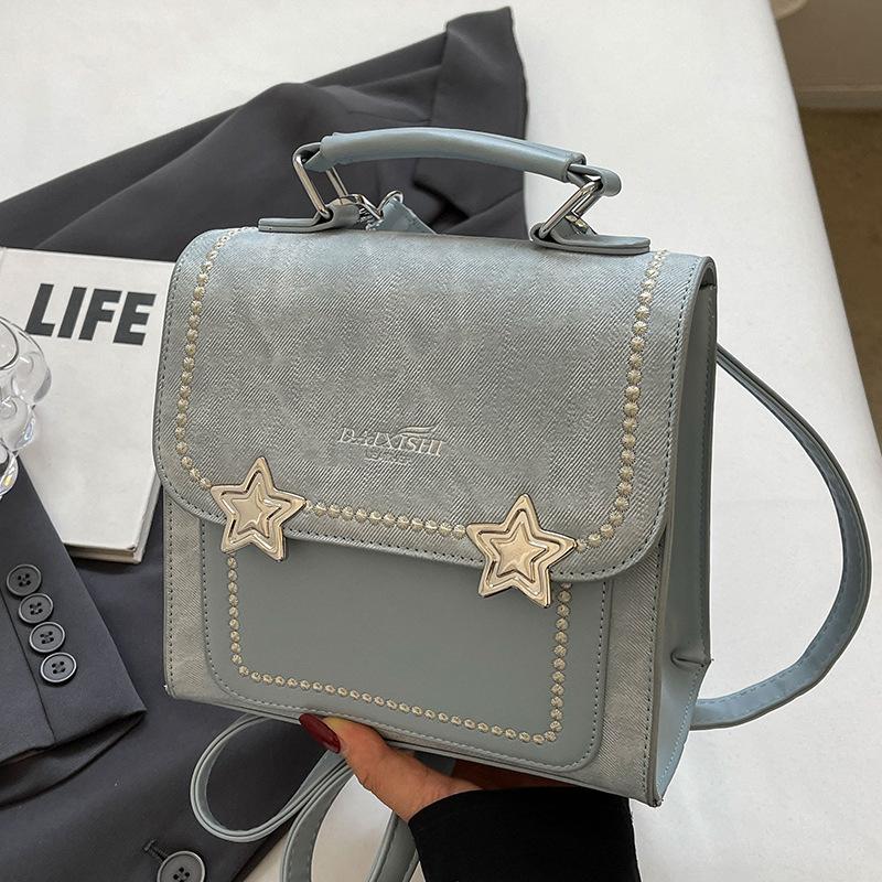 Niche design Korean version fashionable exquisite portable messenger small square bag student versatile travel commuter backpack female