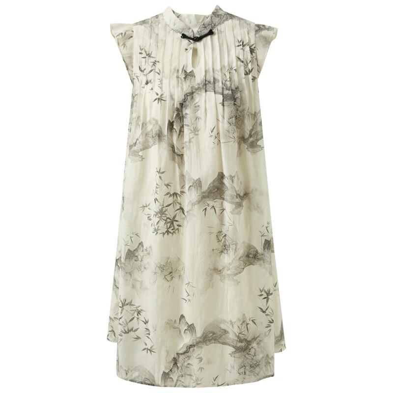 Sancai 2025 Sommer Neues Chinesisches Stil Gedrucktes A-Linien-Kleid