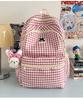 Schoolbag new Japanese ins fresh and sweet plaid backpack junior high school students lightweight travel large capacity backpack