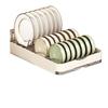 Pull-Out Kitchen Cabinet Dish Rack with Built-in Shelf and Draining Basket