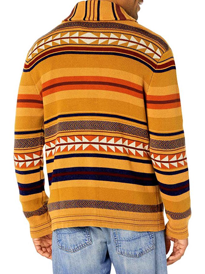 Pánský žakárový pletený kardigan se barevnými bloky BK0041