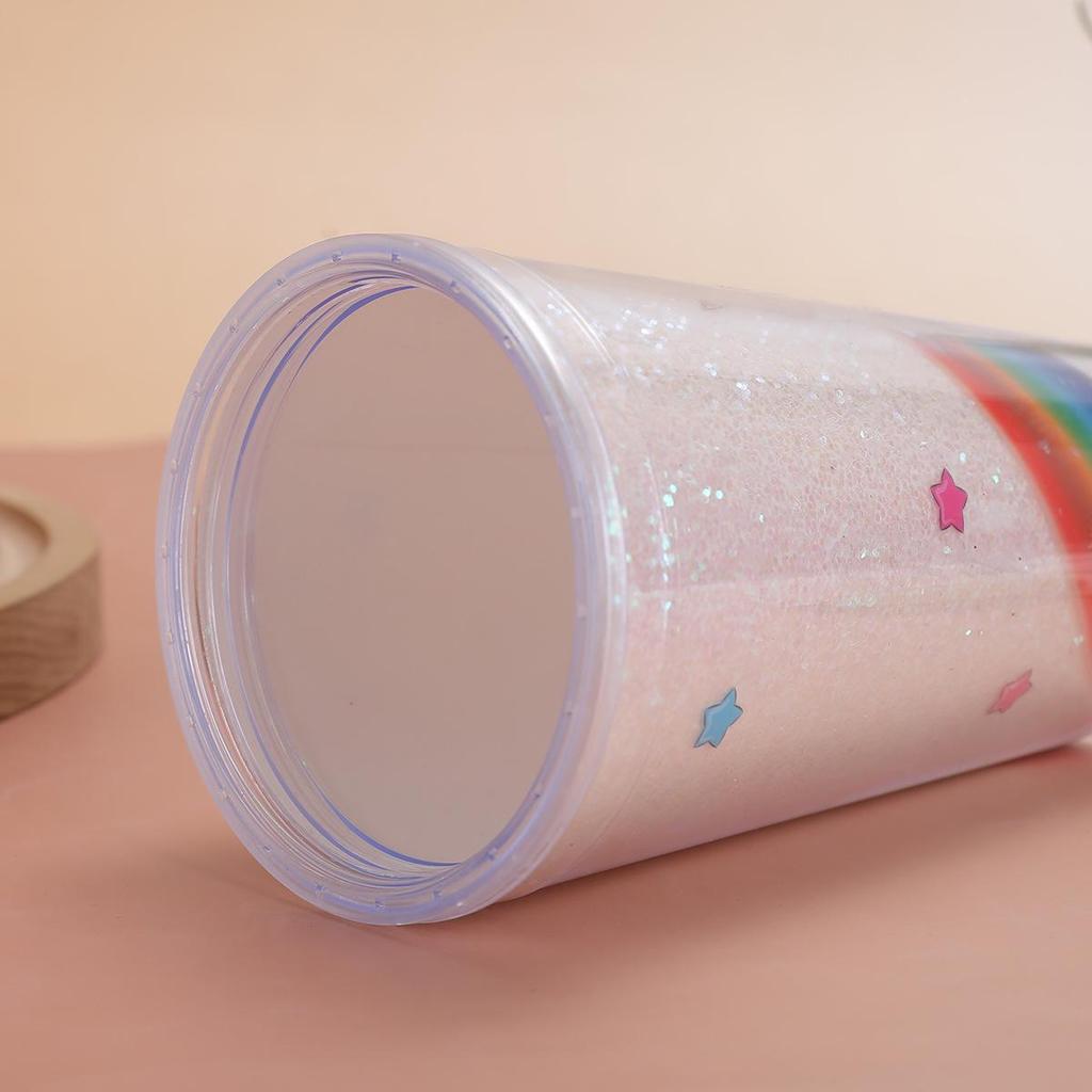 My Little Pony Unicorn Double-Layer Straw Cup - Durable Drop-Proof Plastic for Summer