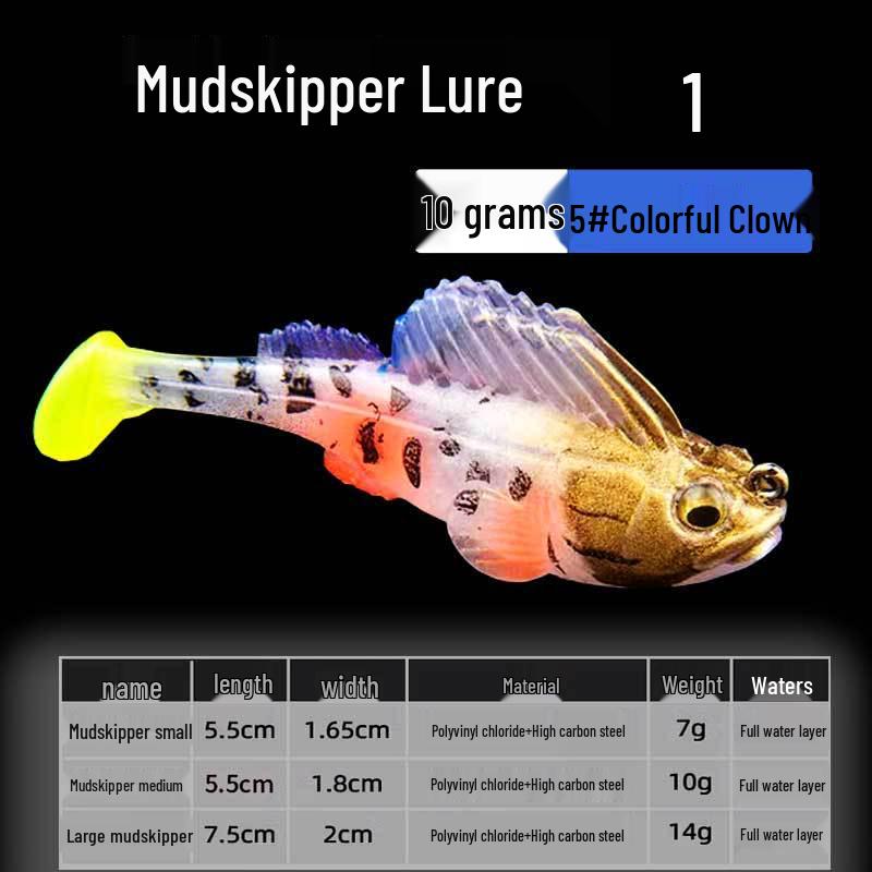 Mudskipper Anti-Snag T-Tail Soft Bait Lure for Bass, Catfish, Blackfish & Mandarin Fish