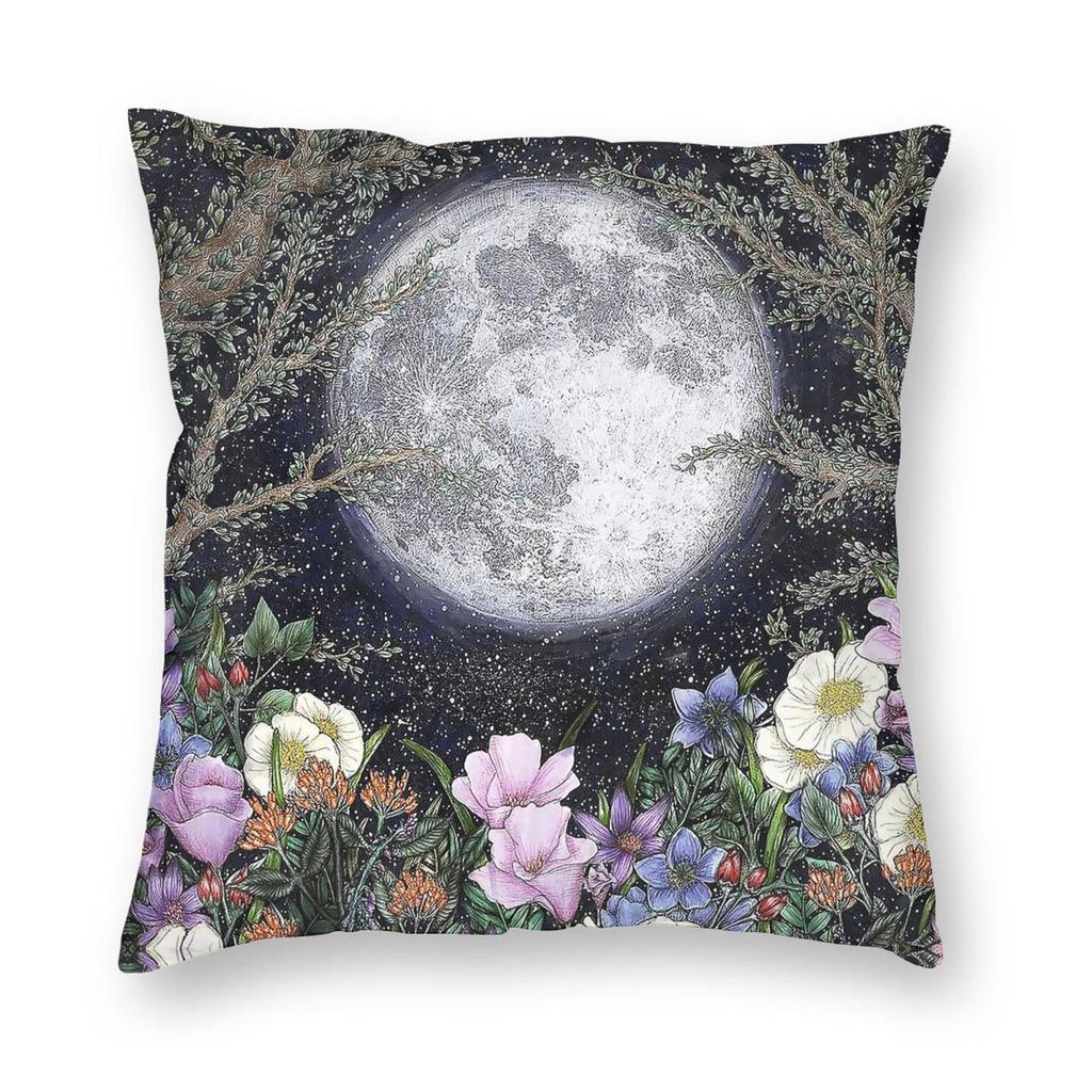 Midnight Garden Glow Moonlight Pillowcase Polyester Linen Velvet Printed Zip Decor Pillow Case Home Cushion Cover