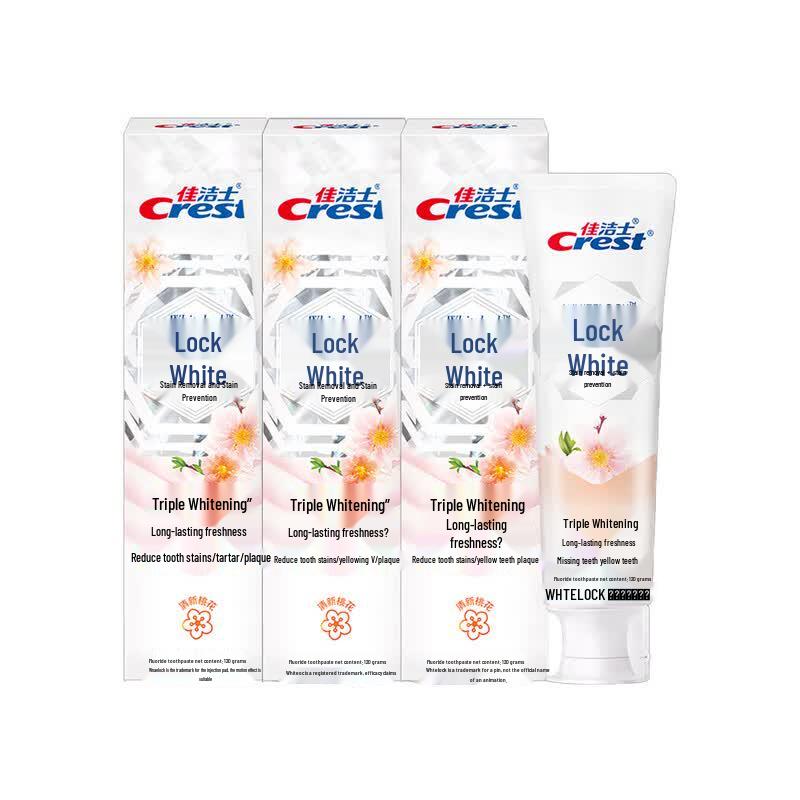 Crest Dual-Color Whitening Toothpaste, Fresh Peach Blossom Scent (3-Pack)