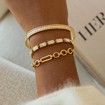 European and American Jewelry Rhinestone Titanium Steel Bracelet Does Not Fade Jewelry Stainless Steel