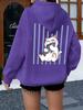 Women's hooded sweatshirt, featuring cat and fish patterns, with a casual style, suitable for running, Y2K trend