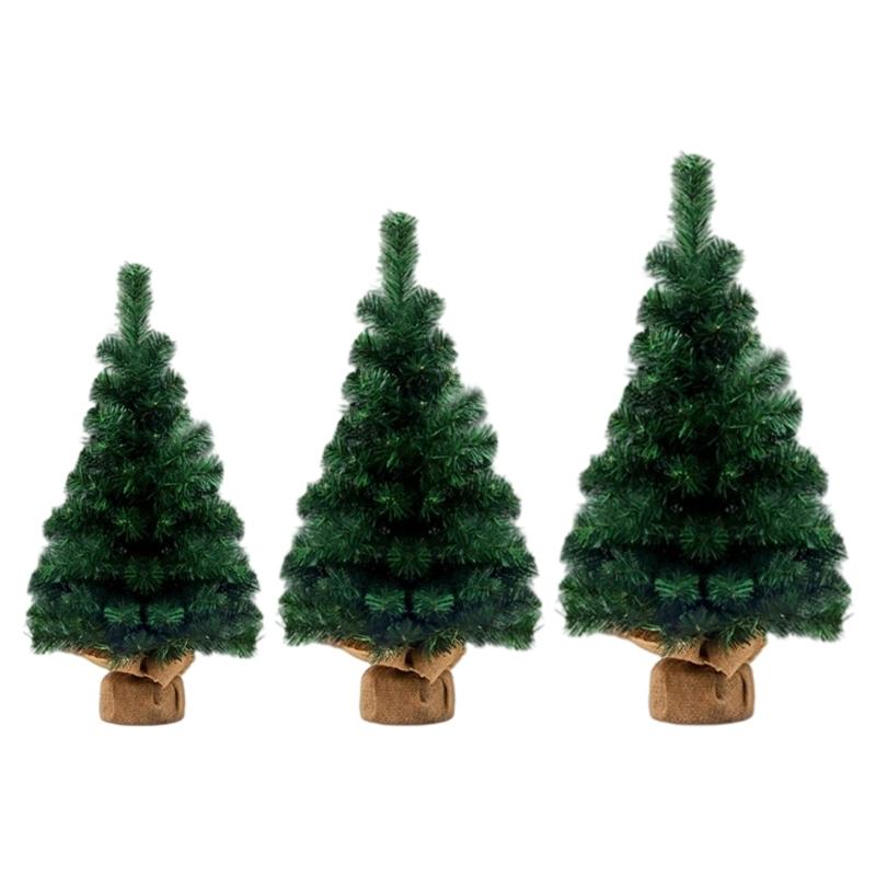 Christmas Tree Table top Decoration With Natural Burlap Base For Home Office Holiday Decoration