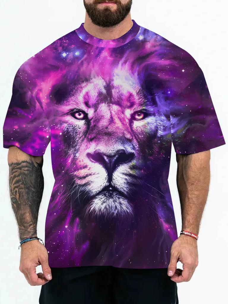 New 3D Digital Printed Summer Fashion Men's T-shirt with Animal and Character Patterns Large Size T-shirt