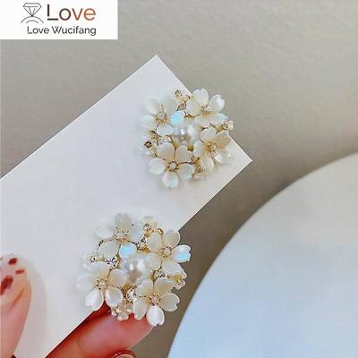 Handmade Pearl Shell Flower Stud Earrings For Women Korean Style Personality Fashion Jewelry Pendientes