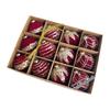 Glitter Christmas Balls 12pcs Elegant Flocking Decoration Pendants for Xmas Tree Party Home Ornaments
