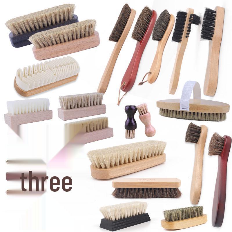Beech Wood Horsehair Shoe Brush for Leather and Suede - Available in Large and Small Sizes