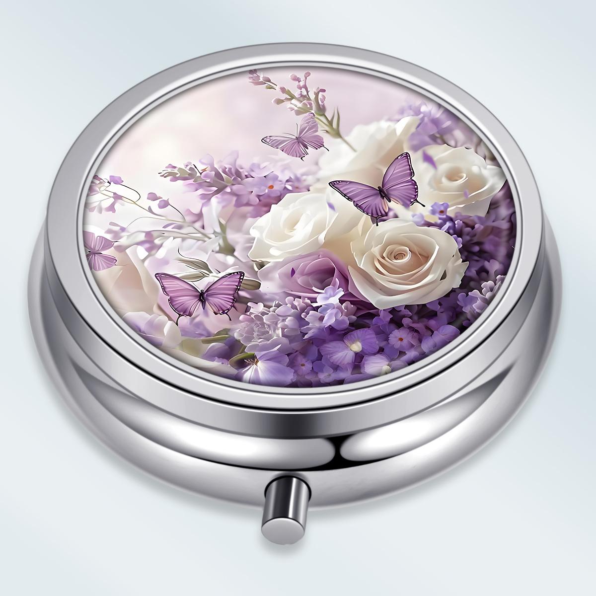 

Portable Pill Box with 3 Compartments, Mini Metal Medicine Organizer Case, Cute Printed Pill Container for Vitamins, Pills, Jewelry, Travel, Daily Use різнокольоровий