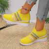 Summer New Fly-woven Breathable Wedge Heel Single Shoes Women's Large Size Casual One-pedal Sports Single Shoes