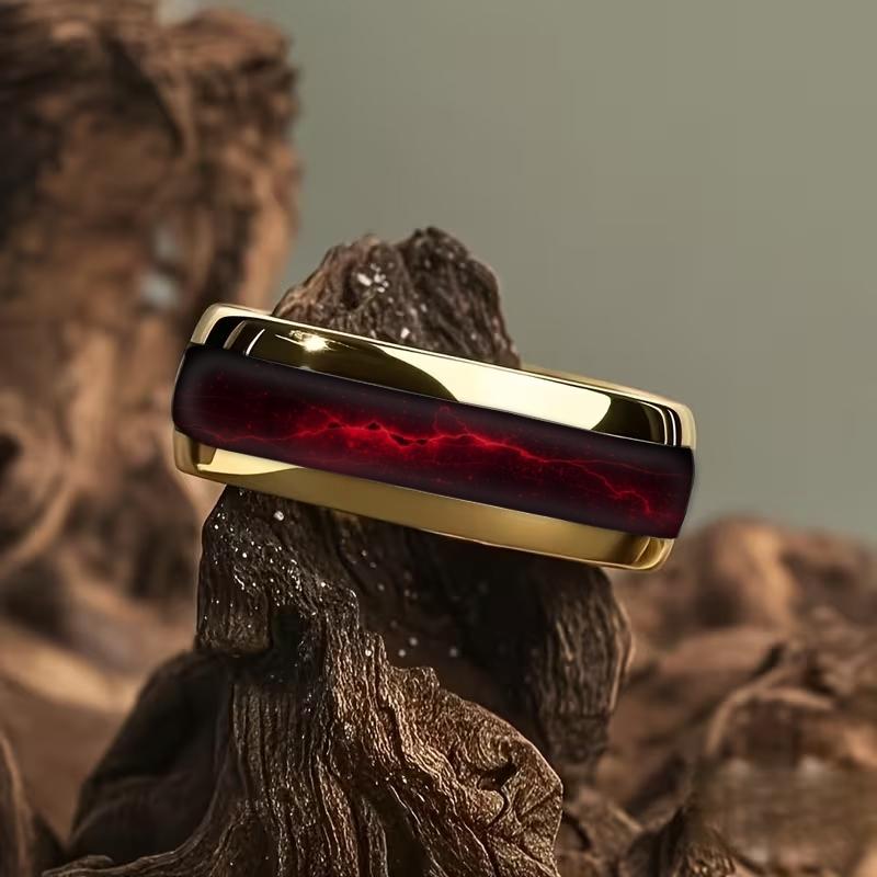 Fashion Men's Stainless Steel Rings Violet Gradient Purple Nebula Inlay Ring for Men Jewelry Suitable for Daily Wear, Non-Fade