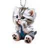 2D Car Pendant Hanging Ornament with Chain Realistic Animal Cat-Shaped Rearview Mirror Hanging Decor Car Interior Accessories