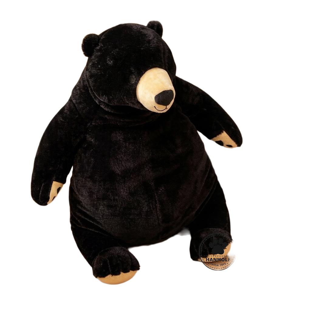 40 cm Simulatie Bruine Beer Pop Pluche Speelgoed Gevuld Eng Dier Zwart Wit Beer Pluche Knuffel Metgezel Cadeau 40cm black