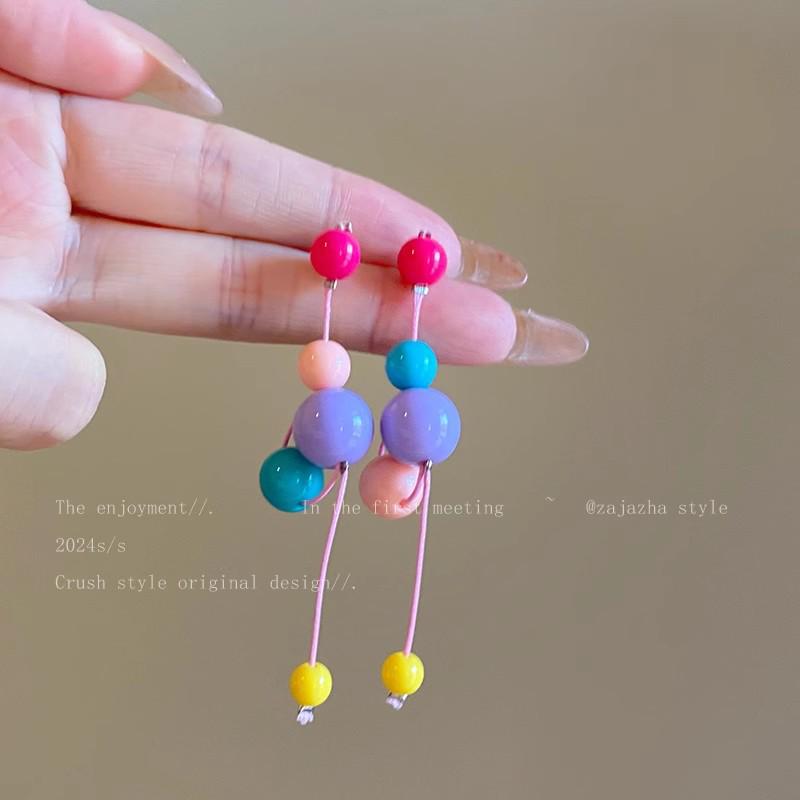 

Серьги с разноцветными бусинами Dopamine — забавные, девичьи и классные длинные серьги для милой и неповторимой личности