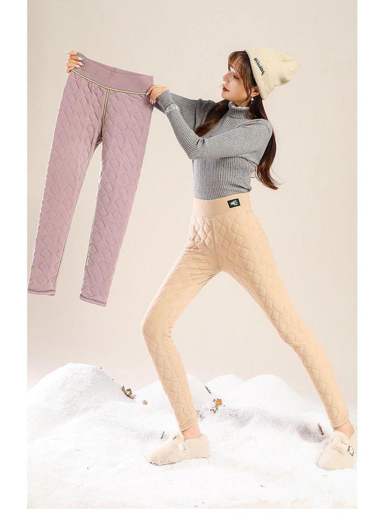 Women's High Waist Velvet-Lined Slimming Cotton Pants - Warm Winter Inner & Outer Wear, Plus Size Available