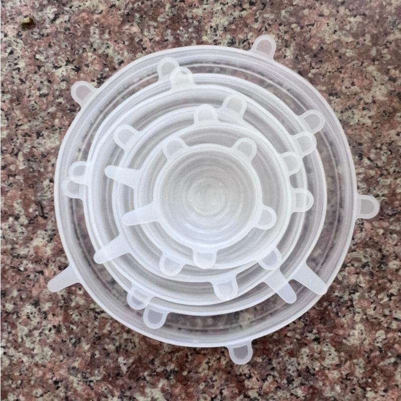 6PCs Silicone Food Covers With Smile Design Stretchable Efficient Lids Silicone Bowl Covers For Kitchen Storage