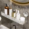 No-Drill Clear Wall Caddy, Light Luxury Style Glacier Pattern Suction Cup Shelf, Drill-Free, Removable, Multifunctional Triangle
