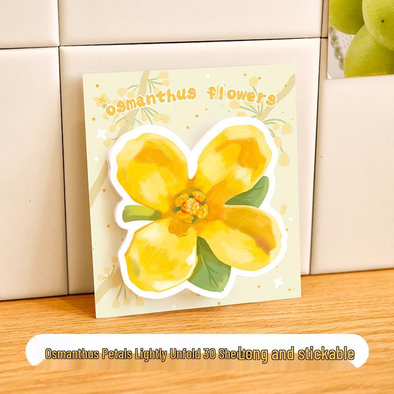 Cute Alien Osmanthus Tearable Sticky Notes, High-Quality Reusable Flower Design for Students.