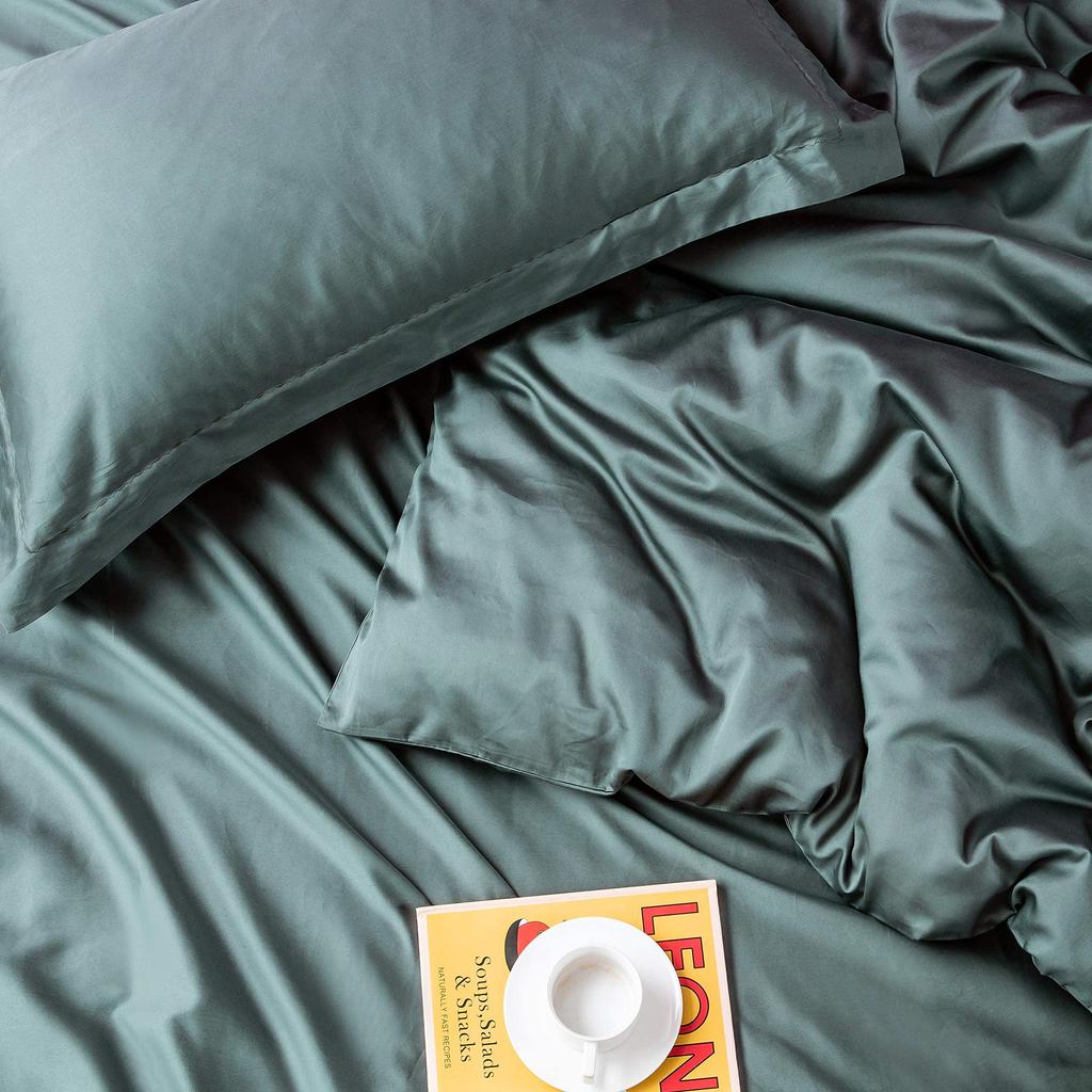 MILDLY Duvet Cover Set Egyptian Cotton Duvet Cover Set Duvet Cover Fitted Sheet 300TC Satin Good To the Touch and Highly Breathable For Those Who Want