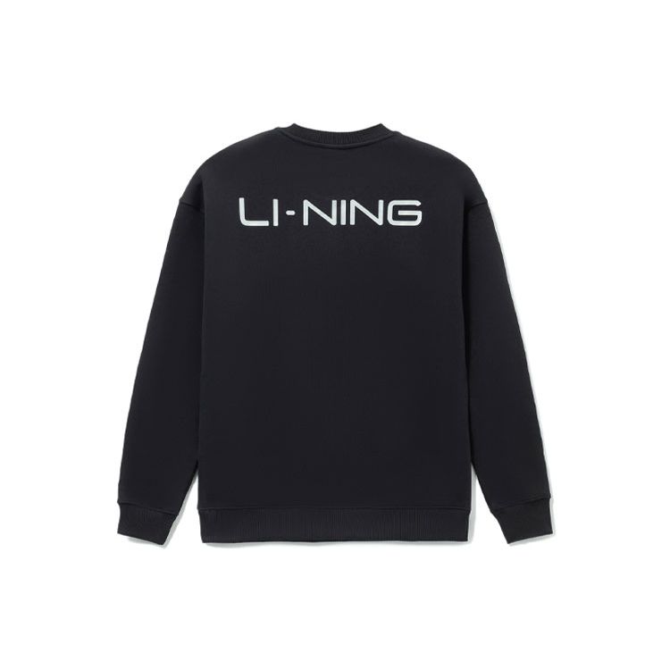 Li-Ning Lingzhi Series Logo Print Loose Round Neck Pullover Sweatshirt Men Tops Black AWDRF49-1