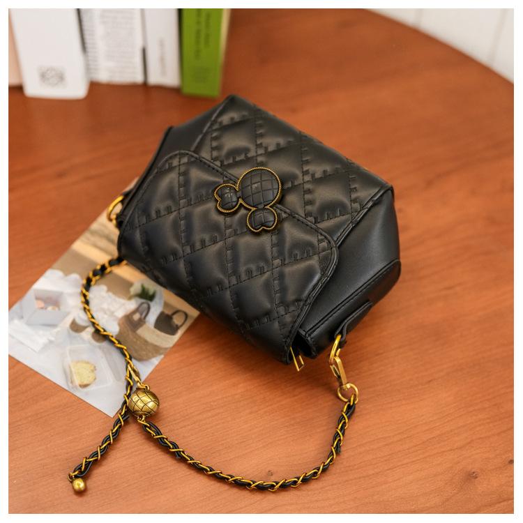 High-end Fashion Bag Women's 2023 New Autumn and Winter Niche Light Luxury Diamond Chain Bag Single Shoulder Oblique Span Small Square Bag