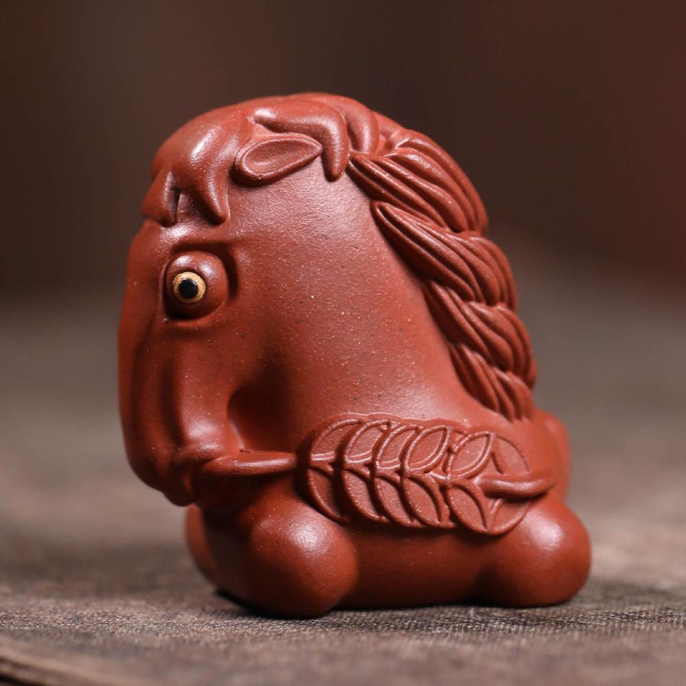 Yixing Purple Clay Make A Fortune Horse Tea Pet Antique Lucky Model Tea Figurine Play Toys Tea Statue Ornaments Accessories