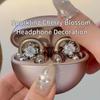 Flower Blossom Rotating Ear Clip Earrings For Earphone Non Pierced Women Shining Jewelry For Party And Office Style