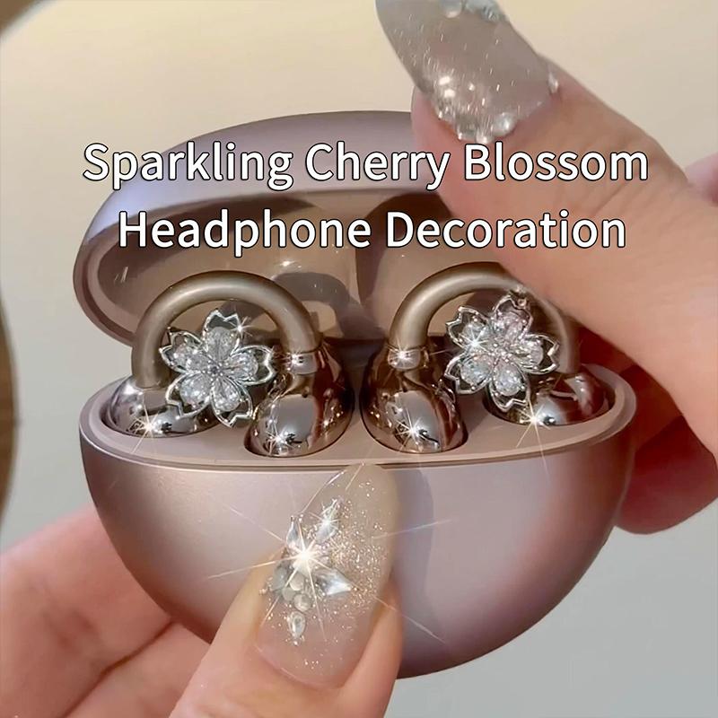 Flower Blossom Rotating Ear Clip Earrings For Earphone Non Pierced Women Shining Jewelry For Party And Office Style