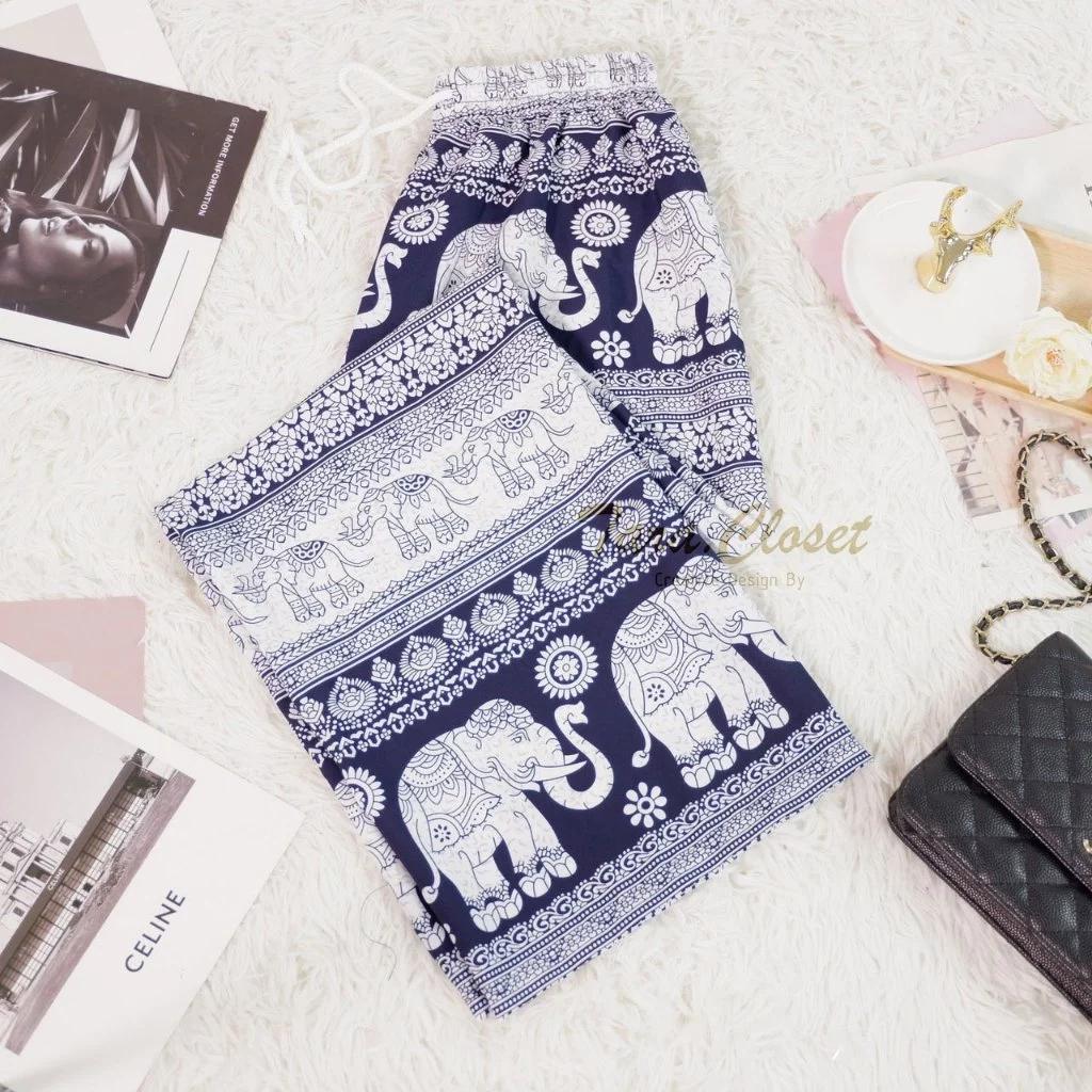 

Длинные брюки-слоны Регулируемая эластичная высокая талия Завязка Свободные штанины Унисекс Мужские Женские Принт Таиланд Повседневная уличная одежда Богемный Ретро Винтаж Бохо One size