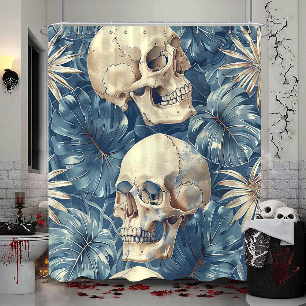 Spooky Halloween Skeleton Shower Curtain Skull Flower Dinosaur Western Cowboy Polyester Fabric Shower Curtains Bathroom Decor