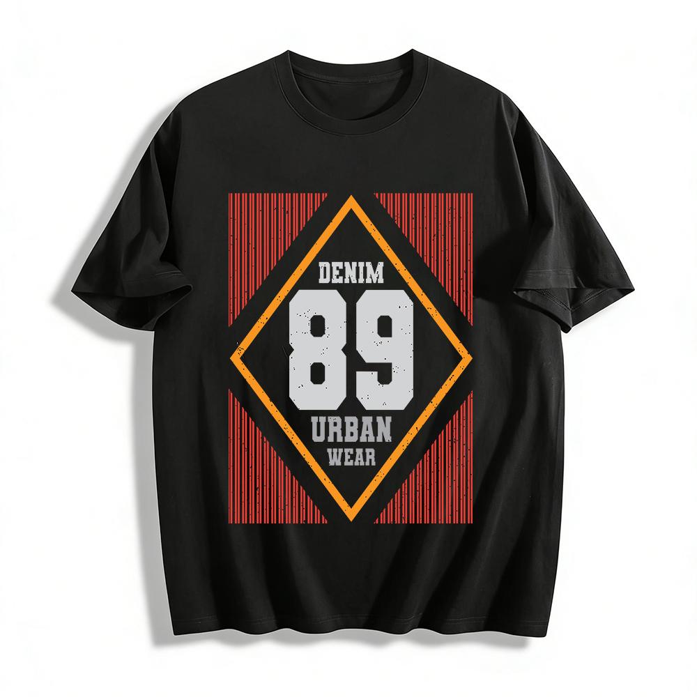 

Vintage 89 Denim Urban Style Casual Tee For Men And Women Pure cotton T-shirt XXS