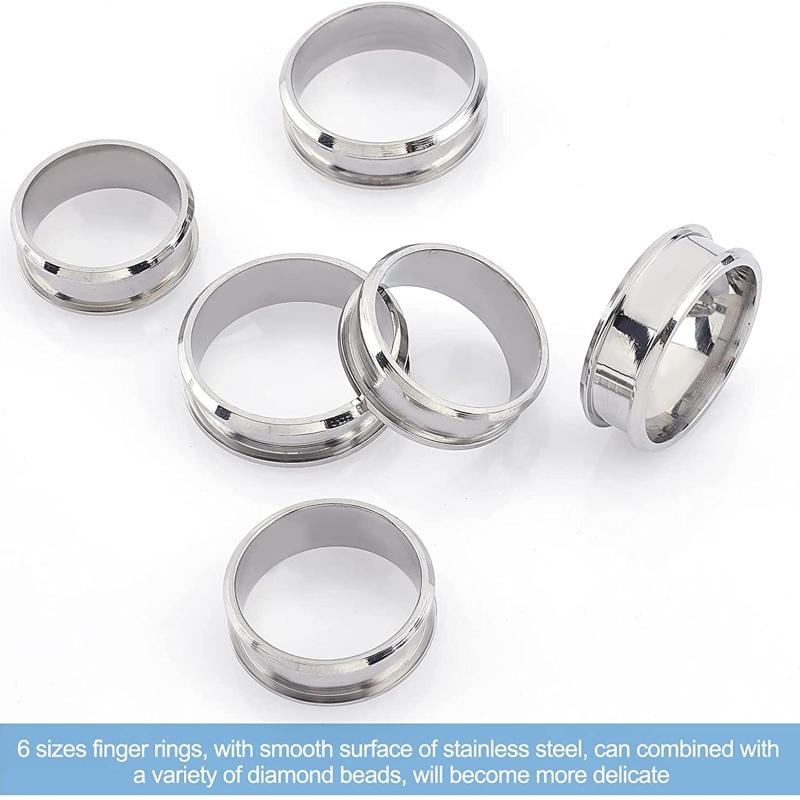 6 Stück 8mm Edelstahl Rilliger Fingerring Kern Rohling für Einlege-Ring Schmuckherstellung Polierter Komfort Rilliger Ring
