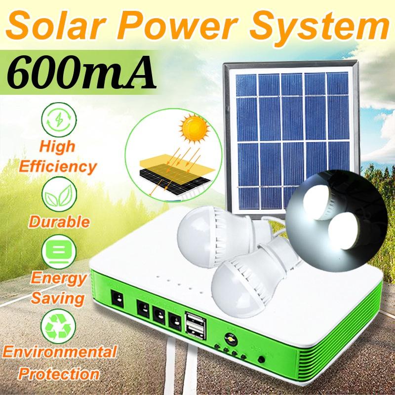 

Портативная аварийная система солнечного освещения Домашний комплект света с солнечной панелью 2 светодиодные лампы 3 порта для использования в помещении, на открытом воздухе, в кемпинге